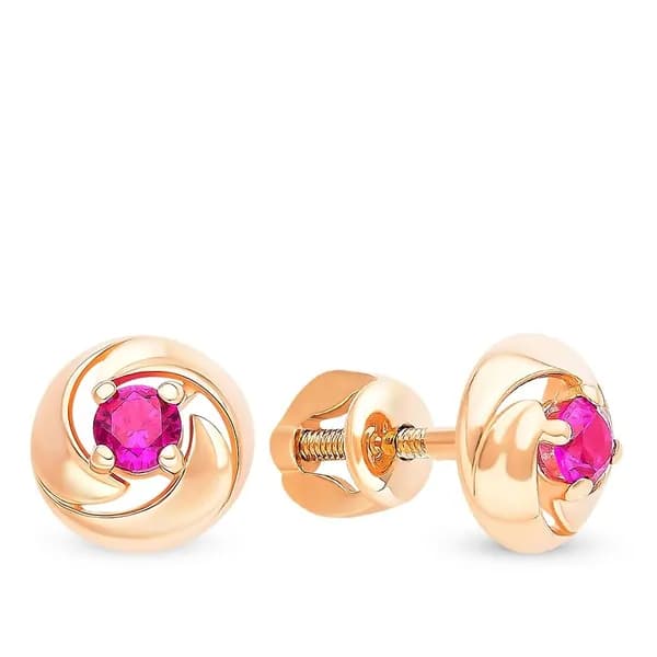 Серьги женские с рубинами синтетическими из красного золота 375 пробы 585GOLD
