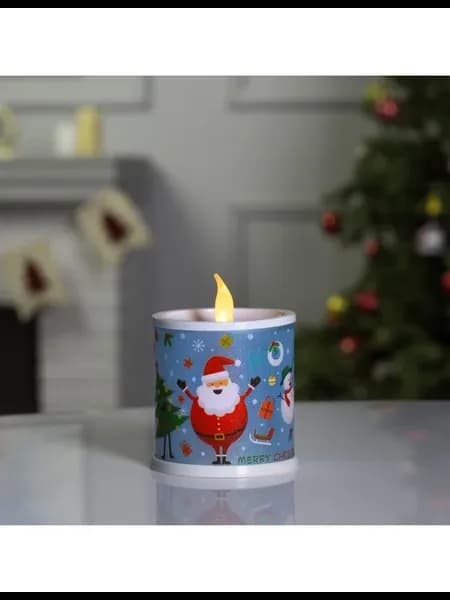 Светодиодная фигура «Свеча с Дедом Морозом» 7.5×10×7.5 см, п