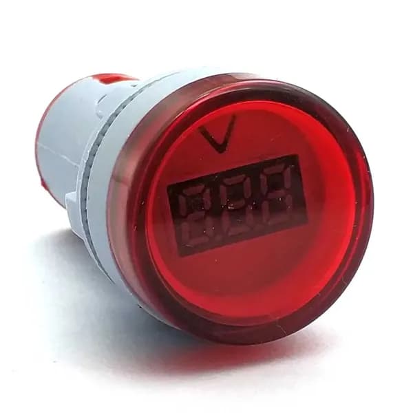 Вольтметр 22 мм, перем. ток 50-500В, миник цифр. LED-дисплей, индик. светодиод