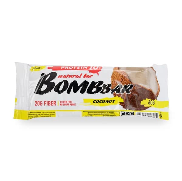 Батончик протеиновый Кокос , Bombbar, 60 г, Россия