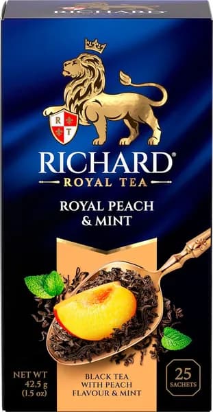 Чай черный RICHARD Royal Peach&Mint арома, 25пак