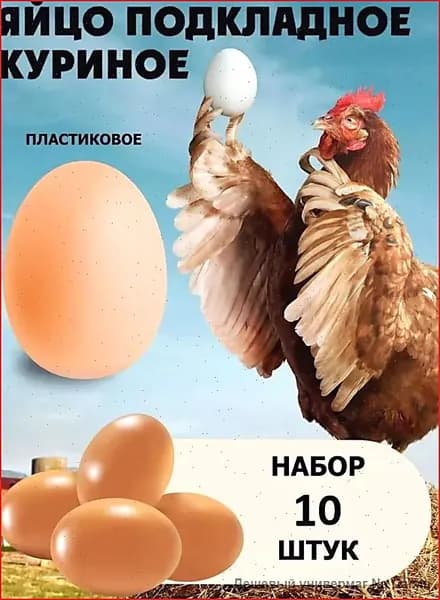Муляж куриного яйца пластиковое подкладное яйцо имитация яйца для кур несушек и обустройства гнезд 10 штука