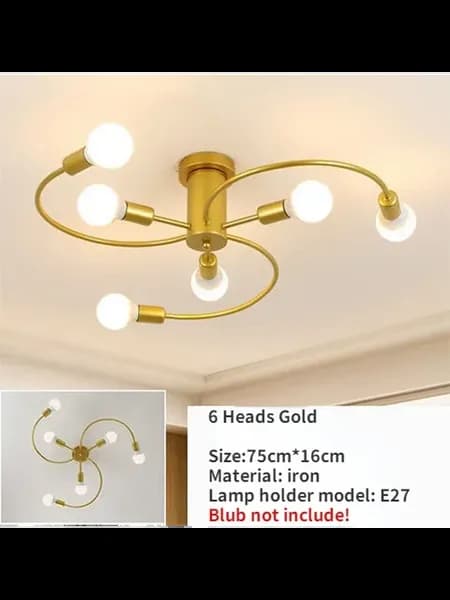 Потолочная люстра 6 Heads Gold, E27, 75x16 см
