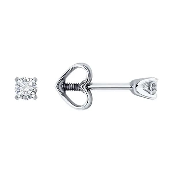 Серьги из белого золота DIAMANT-ONLINE с фианитом 585 пробы