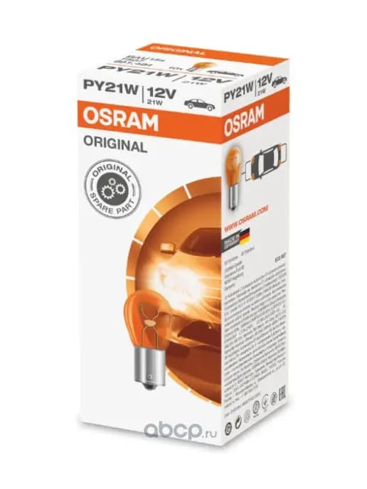 Лампа 12V PY21W 21W BAU15s ORIGINAL LINE 1 шт картон