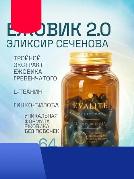.Superfood Ежовик гребенчатый капсулы с гинко билоба, l теанином и витамином с. Бад от стресса и тревоги с l-теанином и гинго билоба. Витамины для памяти и мозга - Эликсир Сеченова
