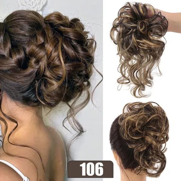 Кудрявый пучок вьющихся волос Tousled Updo Эластичная лента для волос Scrunchie