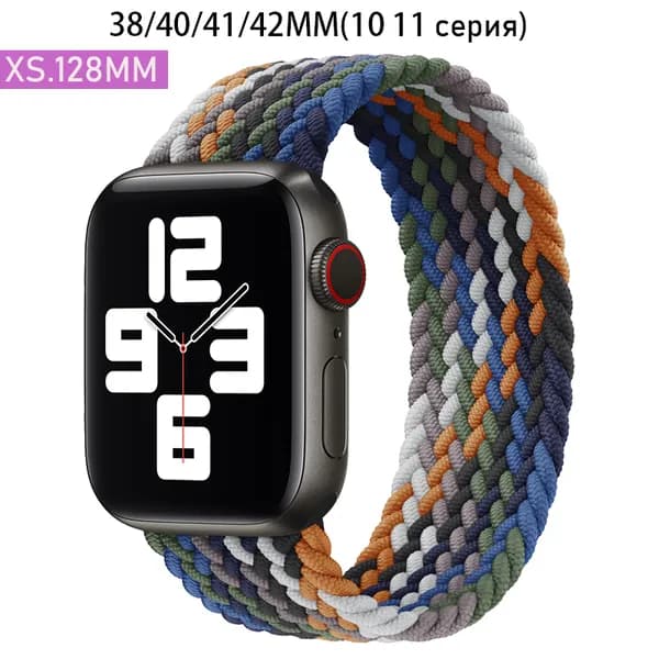 Нейлоновый ремешок для Apple Watch 42 мм(S10)/38/40/41mm, размер XS series 1 2 3 4 5 6 7 8 9/SE(для эпл вотч),Эластичный плетеный браслет