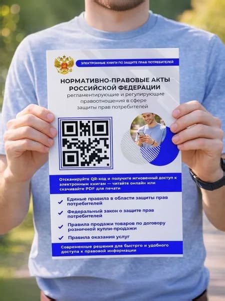 Постер для уголка потребителя А4 с QR-кодом (электронные книги по защите прав потребителей)