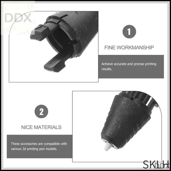 2Pcs Наконечники Для 3D Ручки Чёрного Цвета Подходят Для Различных Моделей Размер 4.90X1.80X1.80Cm