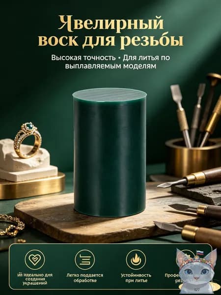 Зелёная восковая модель для гравировки колец и браслетов, круглая сплошная трубка 76 мм для ювелирного литья