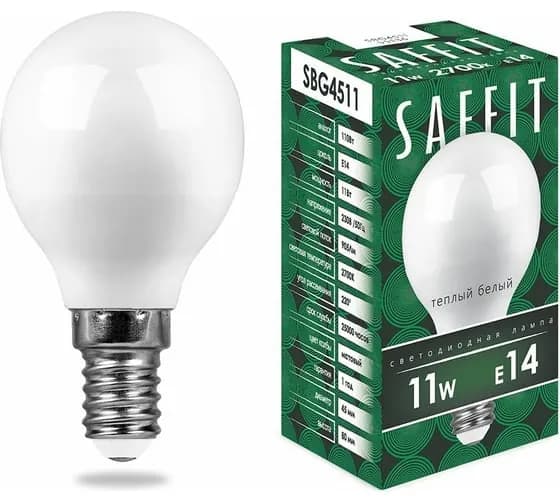 Saffit Лампочка, Цоколь:E14, 11 Вт, 1 шт.