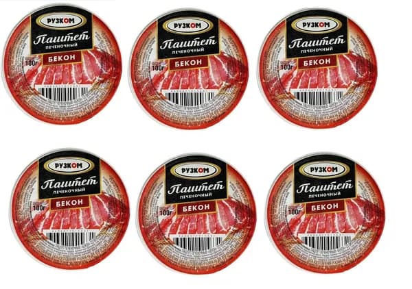 Рузком Паштет печеночный, Бекон, 100г, 6шт