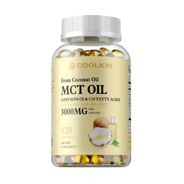 Капсулы с чистым натуральным маслом MCT, богатым жирными кислотами, 3000 мг, кетогенное топливо, для похудения, подходят для взрослых.