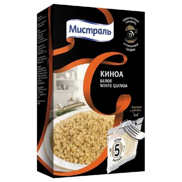 Крупа МИСТРАЛЬ Киноа белое (5х80г) в пакетиках /картон/ 400г