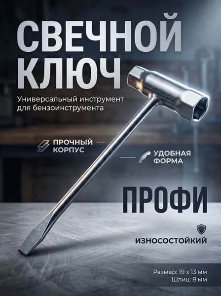 Ключ свечной комбинированный 19x13 мм для цепных пил и триммеров