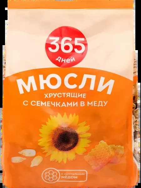 Мюсли хрустящие с семечками в меду, 400г, 9шт