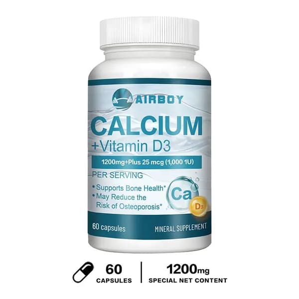 Минеральная добавка Airboy Calcium Plus Vitamin D3 разработана для поддержания здоровья костей, укрепления костной ткани и может снизить риск остеопороза.