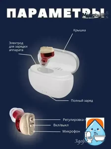 Слуховой аппарат для пожилых с зарядным устройством