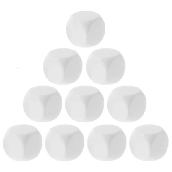 Белые акриловые игральные кости (10 шт.), - 20mm