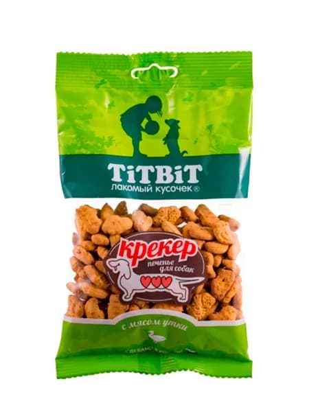 Крекер с мясом утки TiTBiT Лакомый кусочек, лакомство для собак, 100г