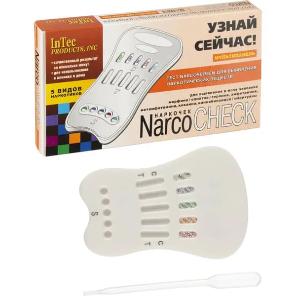Тест на наркотики NarcoCheck мультипанель 5 видов в моче