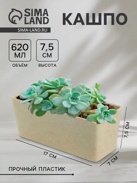 Кашпо для цветов WeatFiber, пластик, 17х7х7.5 см, бежевое