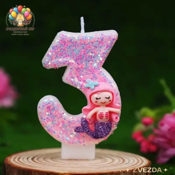 Свечи для торта цифра 3 "Без отдушки", 12 см х 3 см, 1 шт