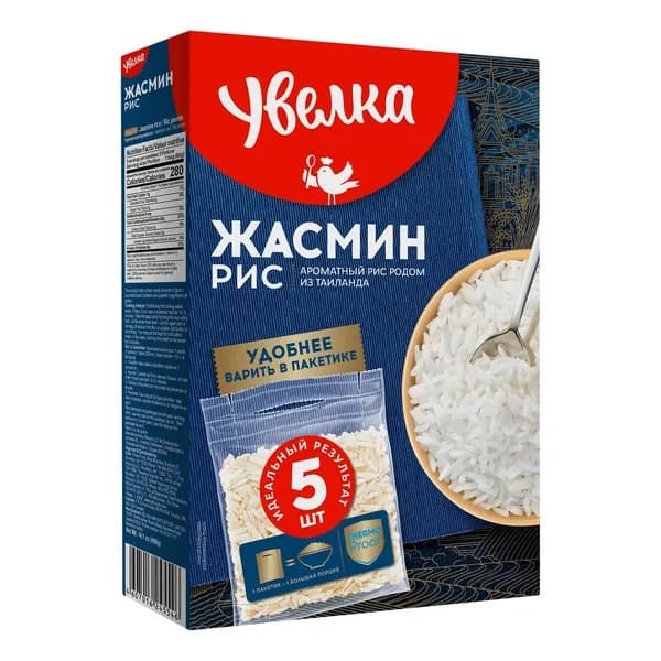 Рис Увелка Жасмин в варочных пакетах 80 г х 5 шт