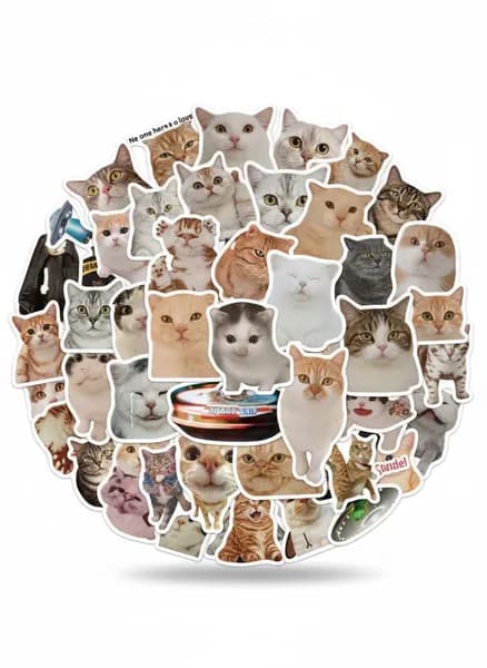 Наклейки с котами мемы, набор 50 шт., вырубные