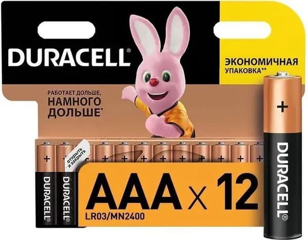Duru Батарейка AAA, L (щелочной) тип, 2400 мА•ч, 1,5 В, 12 шт