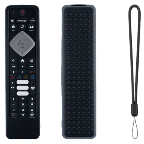 (1 комплект) Силиконовый чехол для пульта ДУ телевизора Philips 70PU - черный