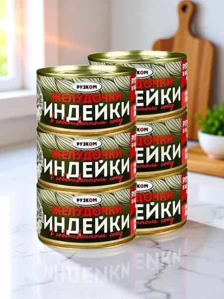 Желудочки индейки в собственном соку ГОСТ Рузком 325 г 6 шт