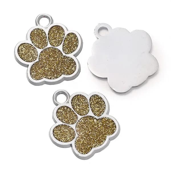 Адресник брелок для собак мелких пород щенков кошек ,серебряный кулон 25x27мм, цвет золотой