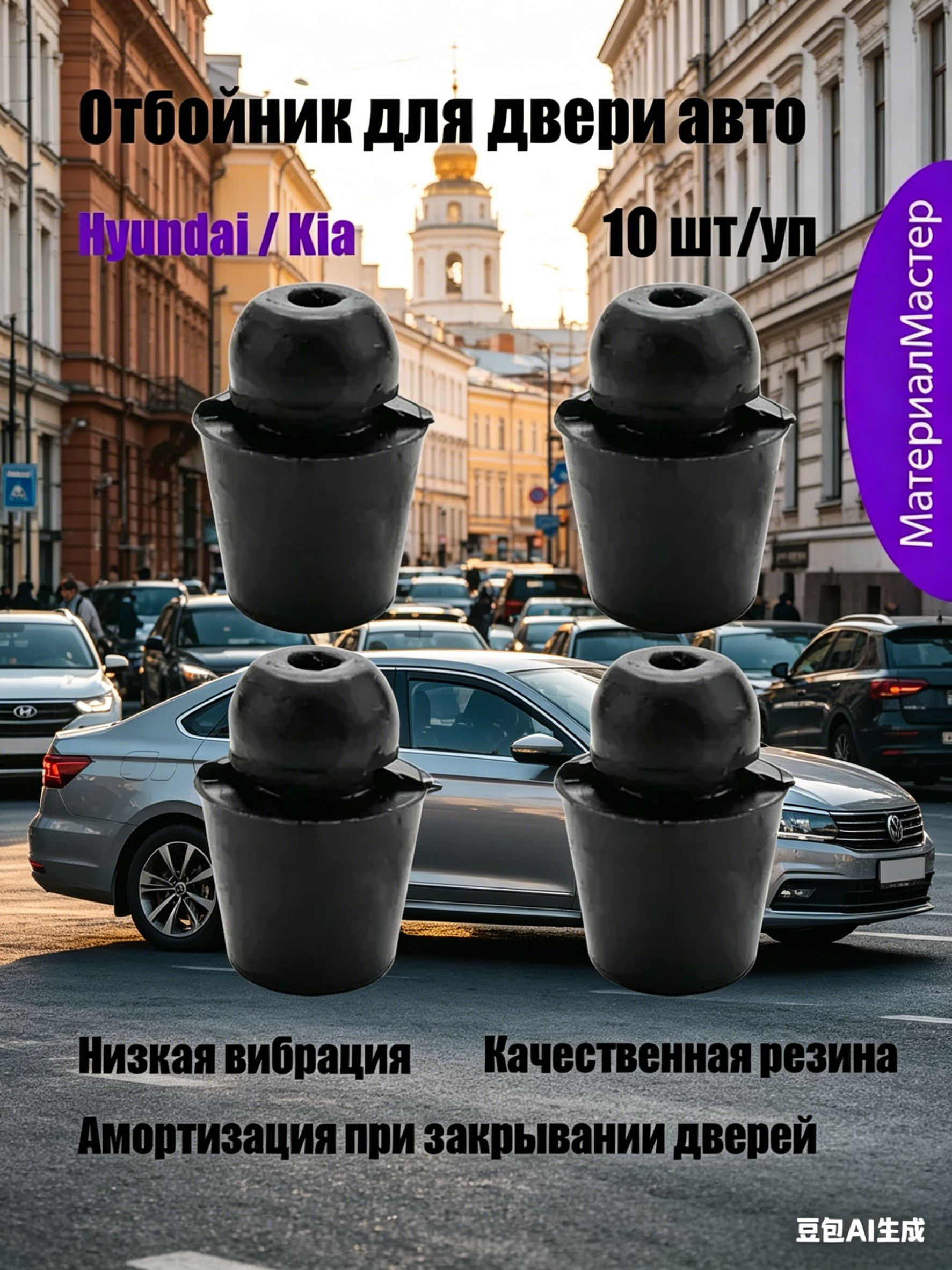 Отбойник для двери автомобилей Hyundai / Kia - 10 шт, Демпфер / амортизатор для дверей резиновый автомобильный