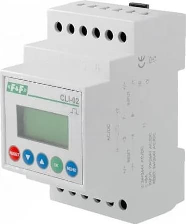 F&F CLI-02 Счетчик: электронный, LCD, импульсы, 99999999, реле, 8А, 24-264ВDC, 1шт