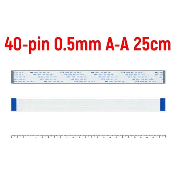 Шлейф FFC 40-pin Шаг 0.5mm Длина 25cm Прямой A-A AWM 20624 80C 60V VW-1