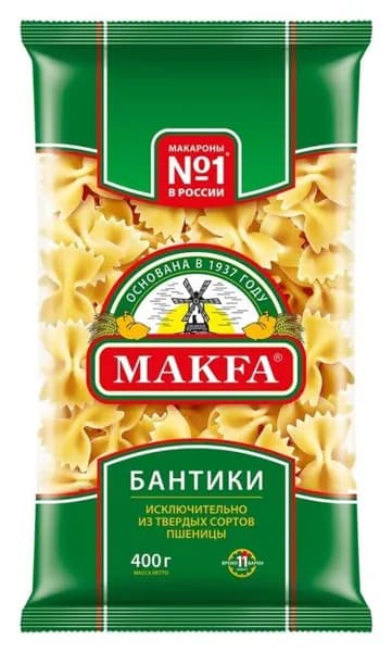 Makfa Макароны Бантики 400 гр, 1 уп