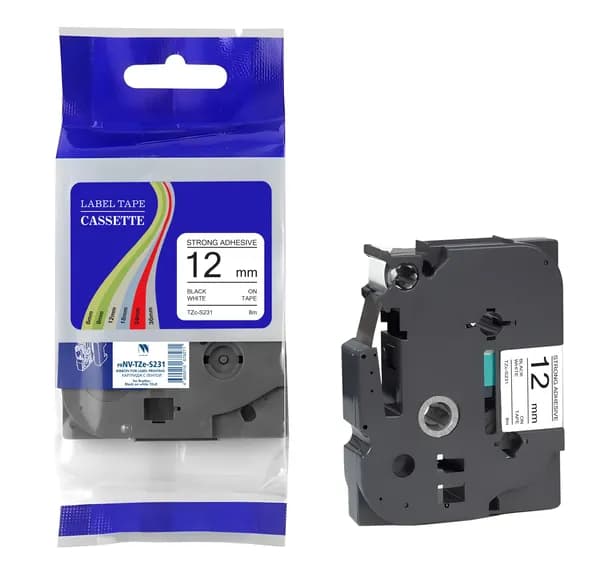 Картридж с лентой NV Print TZe-S231 черный на белом 12x8 для Brother