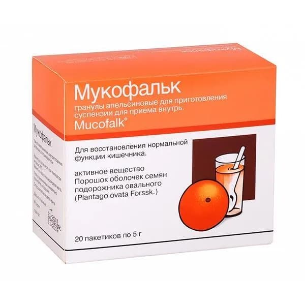 Мукофальк вкус апельсина гранулы для приг. суспензии для приема внутрь пак. 5г 20шт