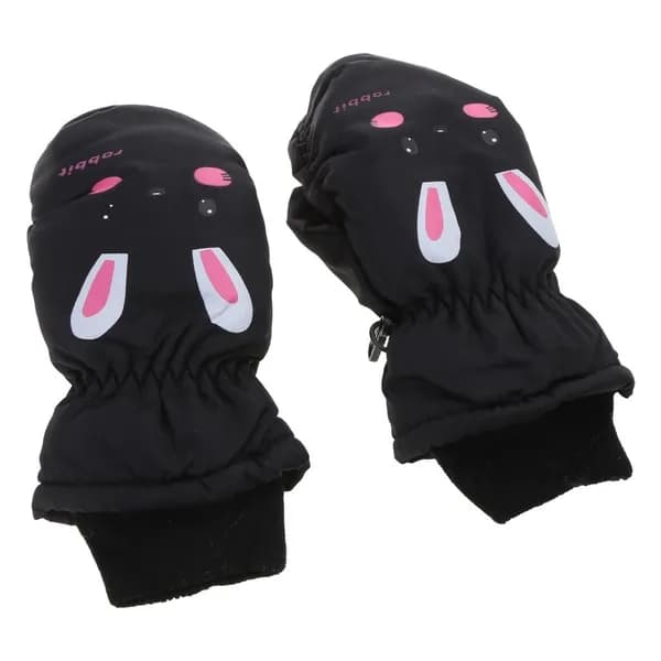 Детские лыжные перчатки rabbit-черные 3-6 лет