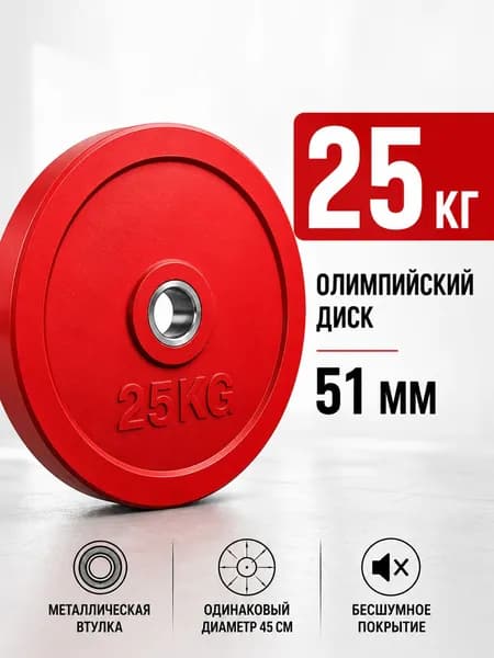 Блины для штанги, диски для штанги, блин для грифа, блин 25кг d 50мм евро классик, красный