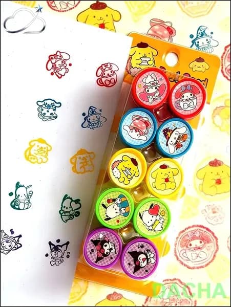 Набор детских цветных печатей с personnages Sanrio (10 шт.): яркие, безопасные, игрушка для мальчиков и девочек, для творчества и развития, идеально для дома и детского сада
