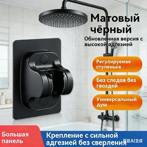 Держатель для душа самоклеющийся,Универсальная душевая лейка, поворачивается на 90 градусов