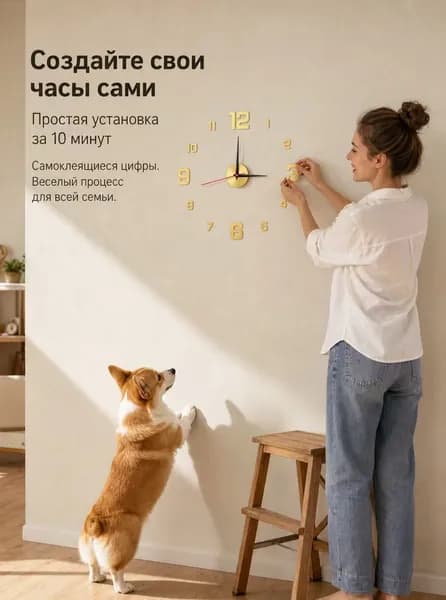 Настенные часы "арабские цифры", 40 см х 40 см