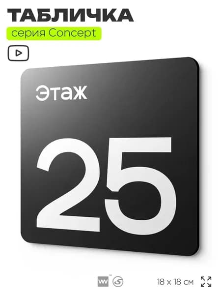 Табличка Этаж 25, серия CONCEPT, 18х18 см