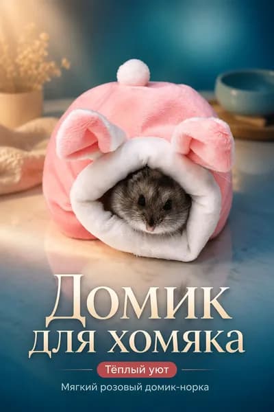 Мягкий домик для джунгариков, розовый, с матрасиком, 12 10 9 см, для грызунов, купить недорого со скидкой на зиму