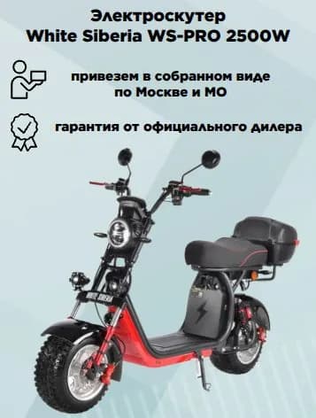 Электроскутер CityCoCo White Siberia WS-PRO 2500W, черные крылья, в сборе