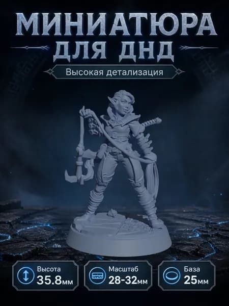 Миниатюра для ДнД/DnD Эльфийка Плут (C)