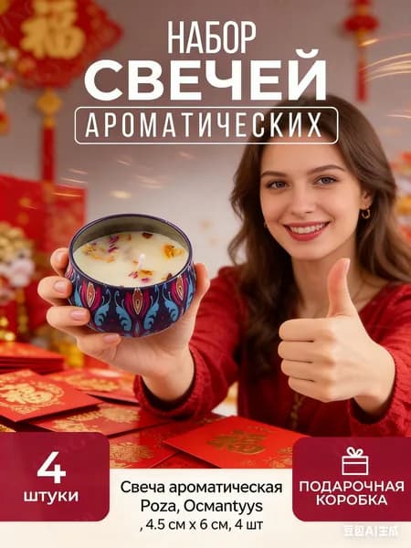 Свечи поминальные "Роза, Османтус, Гардения, Цитрус" 4.5 см х 6 см 4 шт